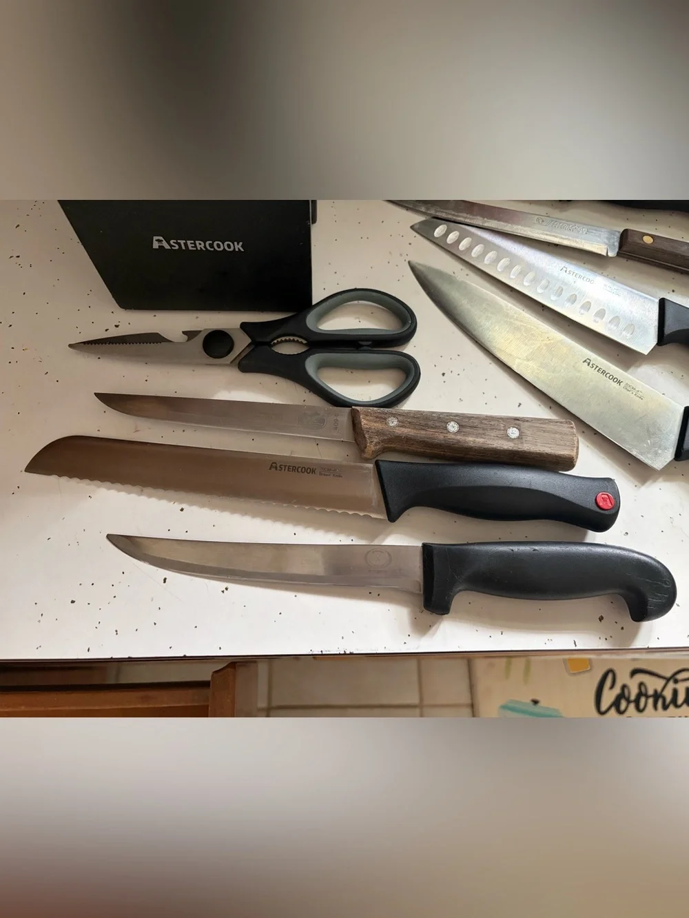 Astercook & other brands 9 Pieces Kitchen Knife Set with knife block & scissors